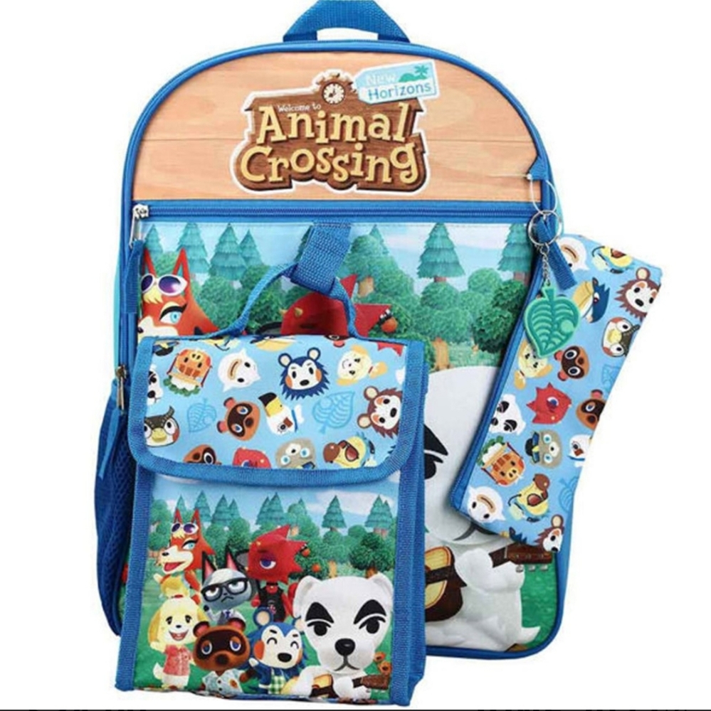 Animal Crossing 5-Piece Backpack Set - Brand New